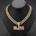 Alloy blessing English necklace personality street simple rhinestone necklace big letter BLESS pendant_ipsvogv.com