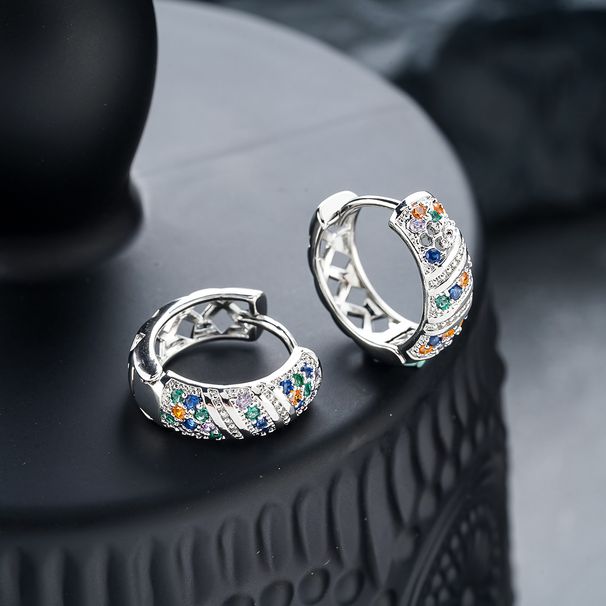Colorful Zircon Men, Fashionable Design, Light Luxury, Full Diamond Earrings, Buckle For Women, High-end, Versatile_ipsvogv.com