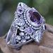 luxury Amethyst Ring, Thai Silver Tree Leaf Flower Ring_ipsvogv.com