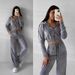 Women's Clothing Suit Solid Color Long Sleeve Zipper Hoodie Lace up Pants Two piece Set_ipsvogv.com