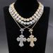 New Cross Rhinestone Pendant Fashion Trend Full Diamond Men's Hip Hop Necklace Set_ipsvogv.com