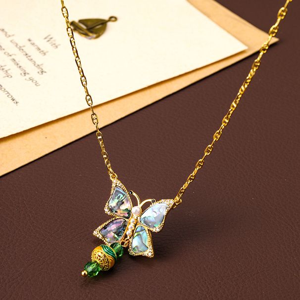 Personalized design, tassel, abalone, shellfish, butterfly necklace, accessories, jewelry, women's high-end sense,_ipsvogv.com