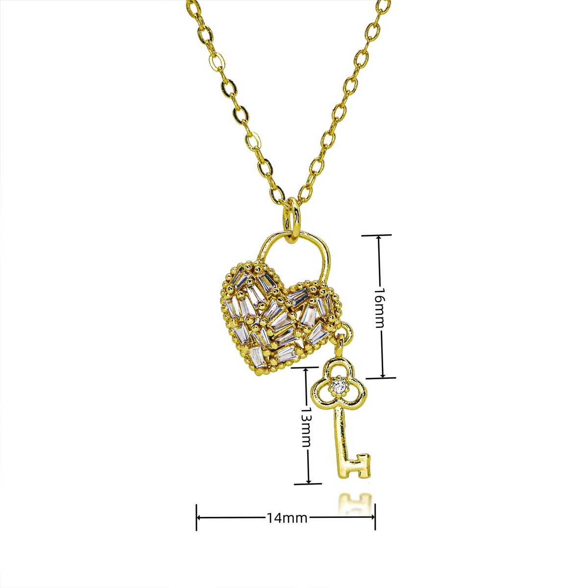 Heart Shaped Zircon Copper Plated Gold Necklace Jewelry Accessories Decorative Accessories Baroque Love Valentine's Day Jewelry DIY_ipsvogv.com