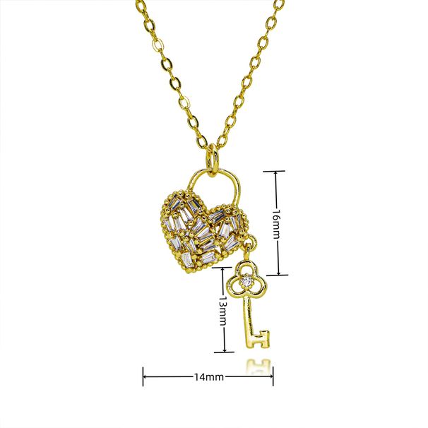 Heart Shaped Zircon Copper Plated Gold Necklace Jewelry Accessories Decorative Accessories Baroque Love Valentine's Day Jewelry DIY_ipsvogv.com