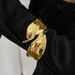 Fashionable Metallic Texture Linen Bracelet, Exaggerated Pleated Leaf-shaped Bracelet_ipsvogv.com