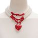 Exaggerated Turquoise Pearl Chain Personalized Artificial Crystal Heart Pendant Necklace For Women_ipsvogv.com
