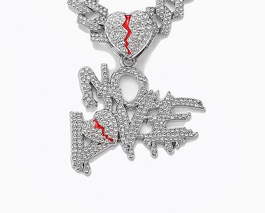 Accessories For Men, Personalized Hip-hop, Cuban Chain, Fashionable, Diamond Studded, Heart Wrenching, NO LOVE Letter_ipsvogv.com