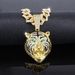 Unisex Domineering Alloy Three Dimensional Full Diamond Tiger Head Pendant Men's Hip Hop Cool Personality Diamond Necklace_ipsvogv.com