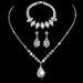 Brilliant Full Diamond Zircon Water Drop Necklace Earrings Bridal Wedding Shooting Jewelry Set_ipsvogv.com