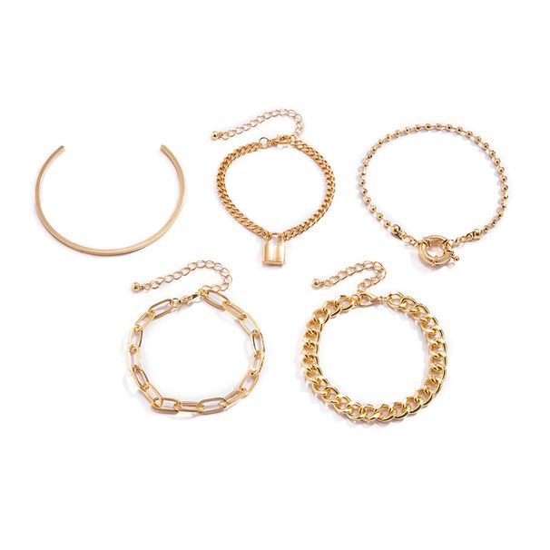 5! Cross Chain Lock Pendant Bracelet Set, European And American Hip Hop Atmosphere Ins Trendy Cool Internet Celebrity Fat Wrist MM Jewelry_ipsvogv.com