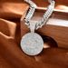 Sun Round Hip-Hop Personality Full Diamond Cuban Chain Pendant_ipsvogv.com