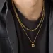 Stylish Black Square Necklace For Men Golden Color 14k Yellow Gold Rope Cuban Box Figaro Wheat Chain Double Layered_ipsvogv.com