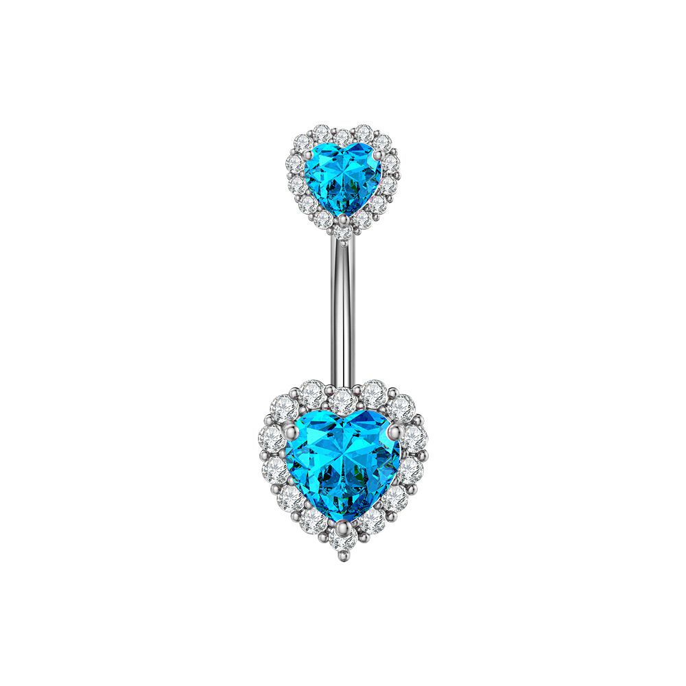 Women's Jewelry Zircon Belly Button Ring New Heart Shaped Zircon Belly Button Nail Piercing Jewelry_ipsvogv.com
