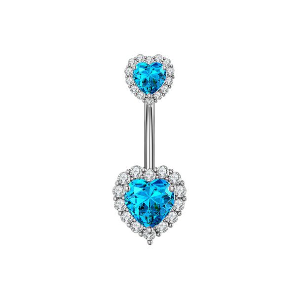 Women's Jewelry Zircon Belly Button Ring New Heart Shaped Zircon Belly Button Nail Piercing Jewelry_ipsvogv.com