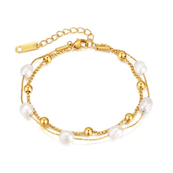 Women's Jewelry Retro Bracelet Female Stainless Steel Niche Light Luxury Freshwater Pearl Stacking Simple And Versatile Titanium Steel Bracelet_ipsvogv.com