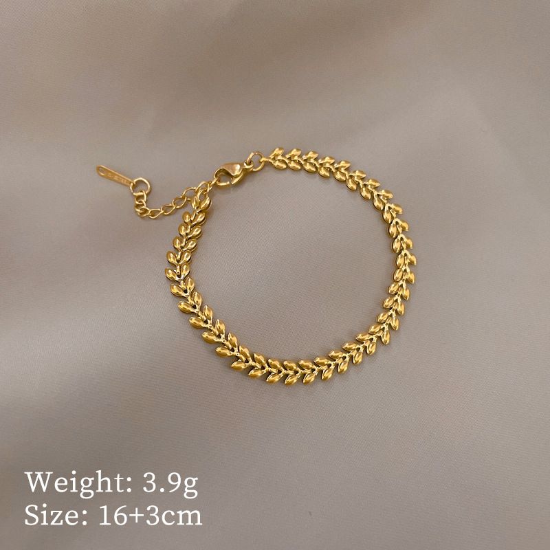 【 Full Body Titanium Steel 】 Dongdaemun Extremely Simple Style Wheat Ear Personality Chain Bracelet Female Internet_ipsvogv.com