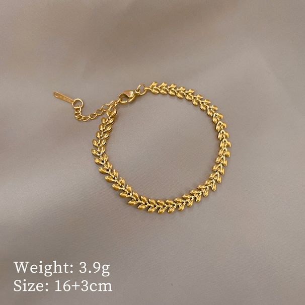 【 Full Body Titanium Steel 】 Dongdaemun Extremely Simple Style Wheat Ear Personality Chain Bracelet Female Internet_ipsvogv.com