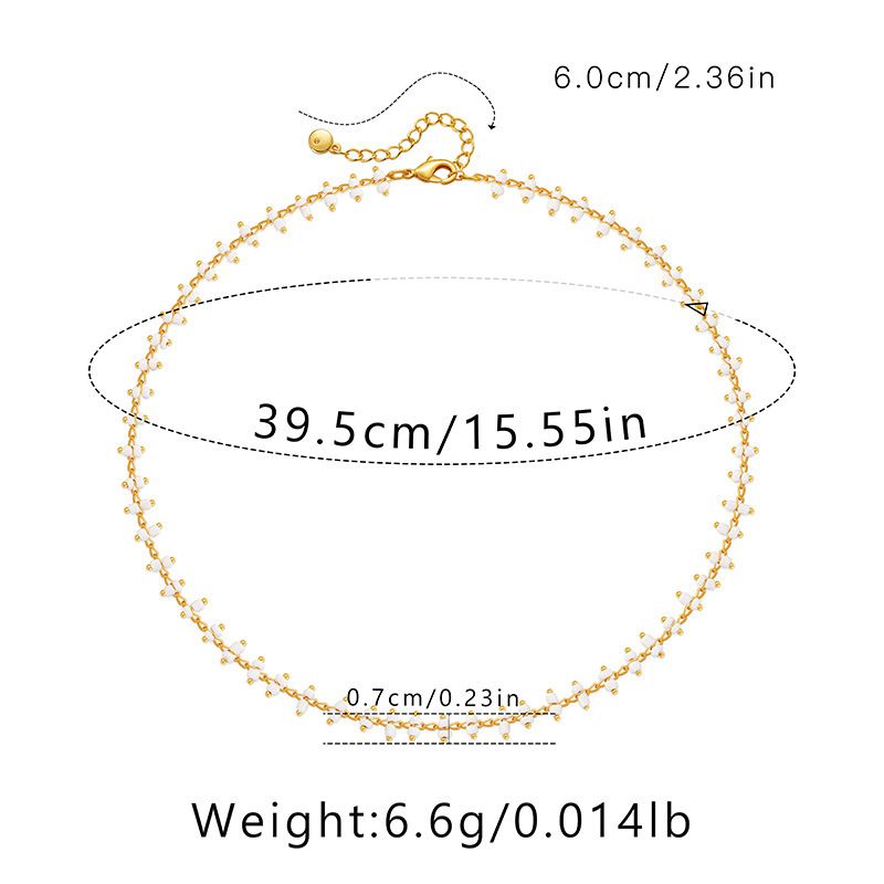 Clavicle chain small daisy necklace small multi pamine colorful beads Bohemian oil drop holiday style retro necklace_ipsvogv.com