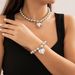 Exaggerated Metal Heart Pendant, Round Fashionable Pearl Bead Necklace, Women's Necklace_ipsvogv.com