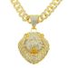 Personalized Men's Cool Full Diamond 3D Lion Head Pendant Cuban Necklace Hip Hop Neck Lock Bone Chain_ipsvogv.com