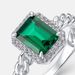 Geometric Cultivated Emerald Light Luxury Ring Female S925 Full Inlaid Colored Gem Twist Finger Ring Retro_ipsvogv.com