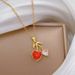 【 】 Fruit Love Cherry Light Luxury Charm Gorgeous Full Diamond Necklace Women's Versatile Clavicle Chain Titanium Steel_ipsvogv.com