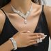 Wedding Jewelry Set Necklace Earrings Bracelet Ring Luxury Rhinestone Bridal Chain_ipsvogv.com