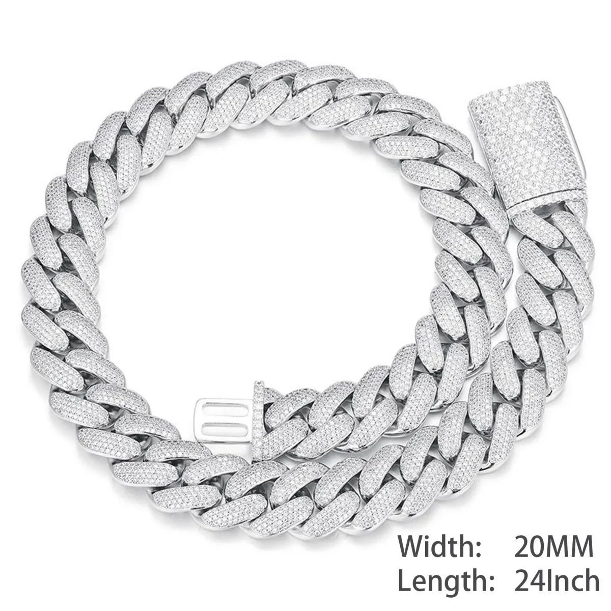 miami Cuban K Chain For Men Micro Inlaied 4 Row Bg Dia 20MM Wide Iced Out Chains Necklace Designer Prong Rock Hip Hop_ipsvogv.com