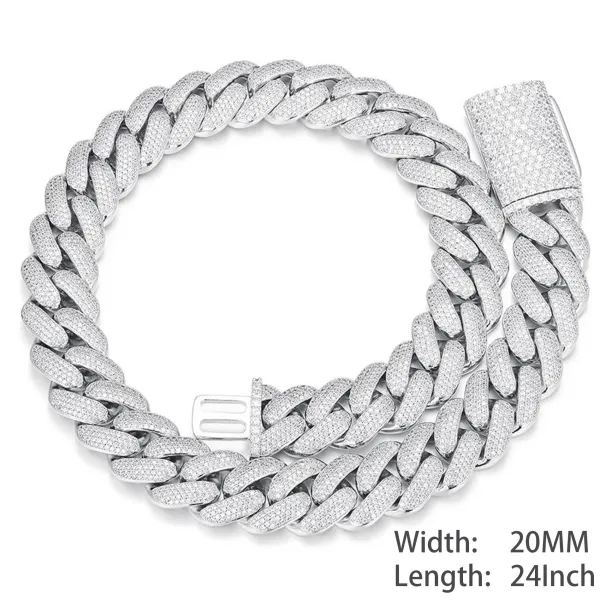 miami Cuban K Chain For Men Micro Inlaied 4 Row Bg Dia 20MM Wide Iced Out Chains Necklace Designer Prong Rock Hip Hop_ipsvogv.com