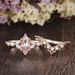 Flower Shaped Princess Pear Shaped Rose Gold Pair Ring_ipsvogv.com