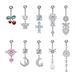 Women's Jewelry Cherry Pearl Moon Arrow Through The Heart Zircon Belly Button Ring Stainless Steel Zircon Belly Button Nail_ipsvogv.com