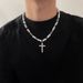 Niche Design Reflective Pearl Cross Pendant Collarbone Chain Men's Light Luxury High-end Sense European And American Hip-hop Style Sweater Chain_ipsvogv.com
