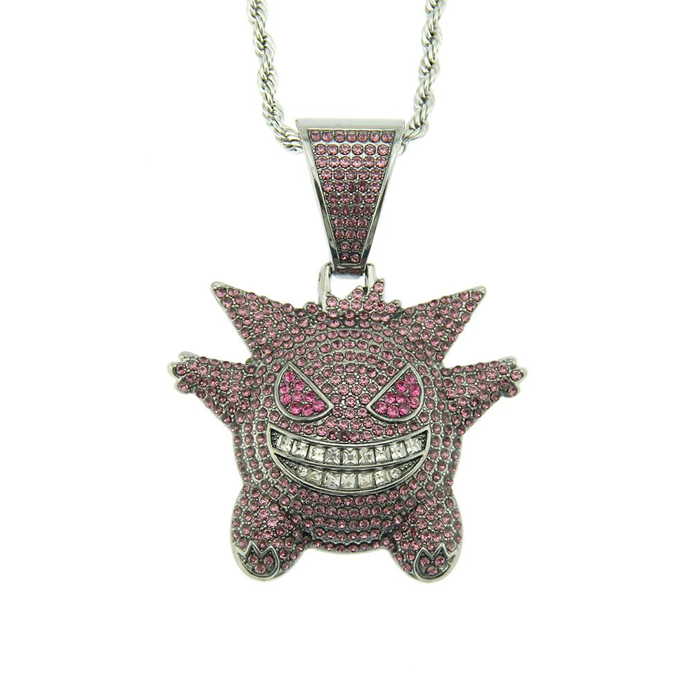 Childhood Memories Diamond Necklace, 3D Pet Elf Geng Gui Pendant, HIPHOP Hip Hop Necklace Accessories_ipsvogv.com