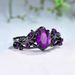 Purple Spear Black Rose Branch Cross Pair Ring Girl_ipsvogv.com