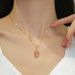 【 Titanium Steel 】 Luxury Large Internet Celebrity Same Style Tulip Deep Pink Necklace For Women's Fashion Trend 【 】 【 】 【 】_ipsvogv.com