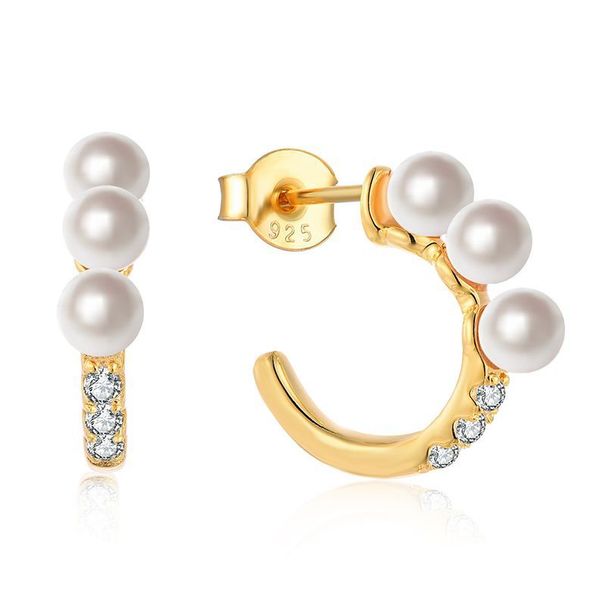 Fashion commuter niche light luxury style inlaid zircon pearl S925 sterling silver earrings female earrings earrings_ipsvogv.com