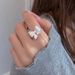 Silver Bow Sparkling Diamond Women's Tail Ring, Niche Design, Instagram Style, Light Luxu, High-end Feeling, New_ipsvogv.com
