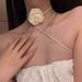 Light Luxury Temperament, High-end Feeling, White Camellia Collarbone Knitted Wool Ball Necklace, Internet Famous Neck_ipsvogv.com