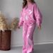 Women's Clothing summer new fashion sequin printed zipper casual sweatshirt two piece set_ipsvogv.com