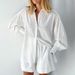 Hollow jacquard niche French long-sleeved suit shirt shorts casual women's design white_ipsvogv.com