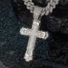 Diamond Inlaid Large Cross Necklace Personalized Versatile Alloy Water Diamond Unisex Cuban Chain Necklace_ipsvogv.com