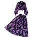 Women's Clothing light mature style, lantern long sleeves, bowknot, loose printed chiffon shirt, two-piece suit, high waist skirt_ipsvogv.com