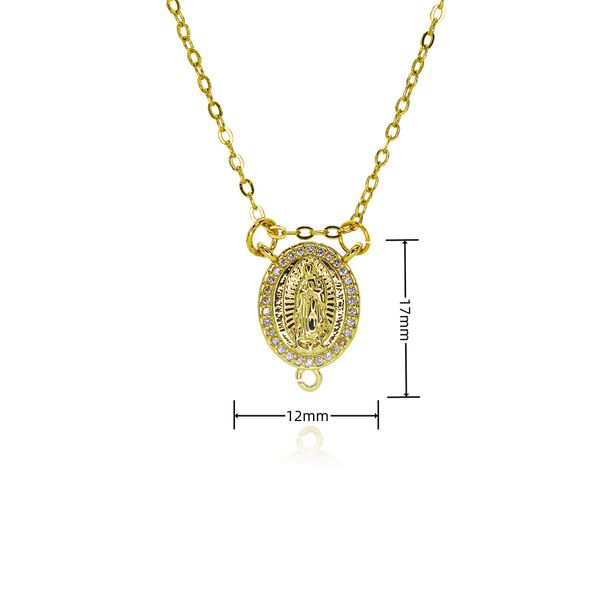 Religious Statue Clavicle Chain Zircon Catholic Angel Our Lady Pendant Necklace Copper Plated Real Gold_ipsvogv.com