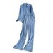Women's Fashion Clean Color Shirt Two-piece Set Of High Waist Vertical Vertical Wide Leg Pants_ipsvogv.com