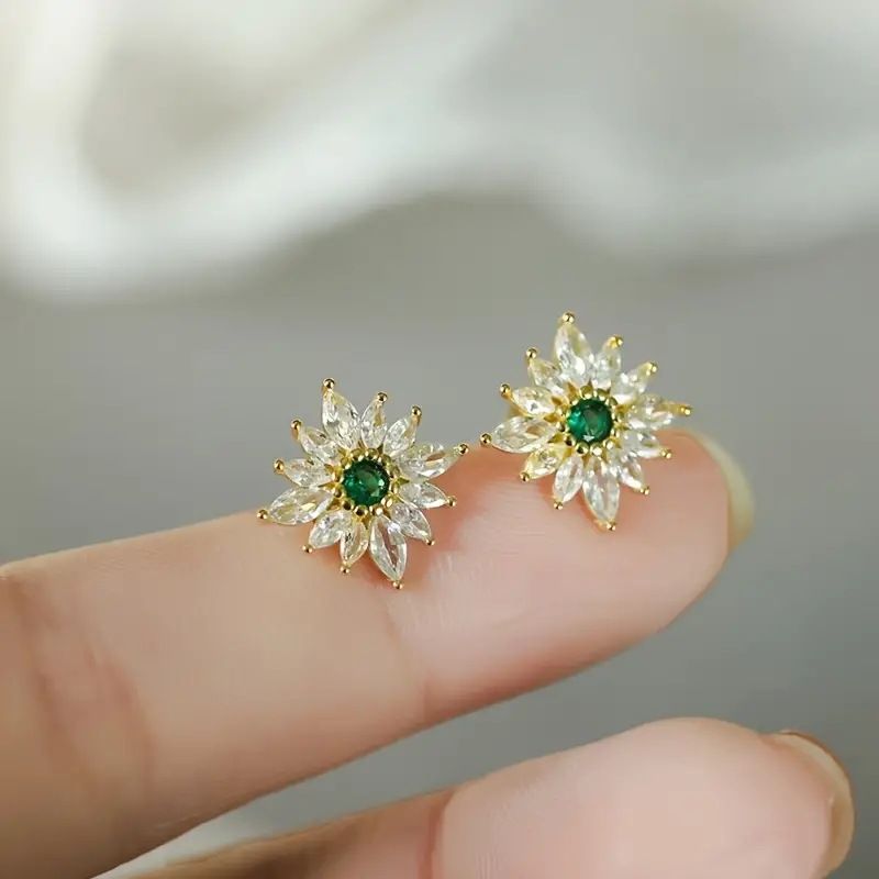 Cao Shi Luxury Flower Earrings Female Elegant Temperament French Jewelry Fashion Small Crowd_ipsvogv.com