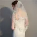 Hair Jewelry Wholesale Short Veil Cheap White Ivory Bridal One Layer Lace Edge Appliqued Veils Wedding Dress 2024 Bride_ipsvogv.com