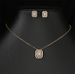 RAKOL Hot Selling Square Gemstone Inlaid Jewelry Fashion Trend Super Flash Necklace Earrings Two-piece Set_ipsvogv.com
