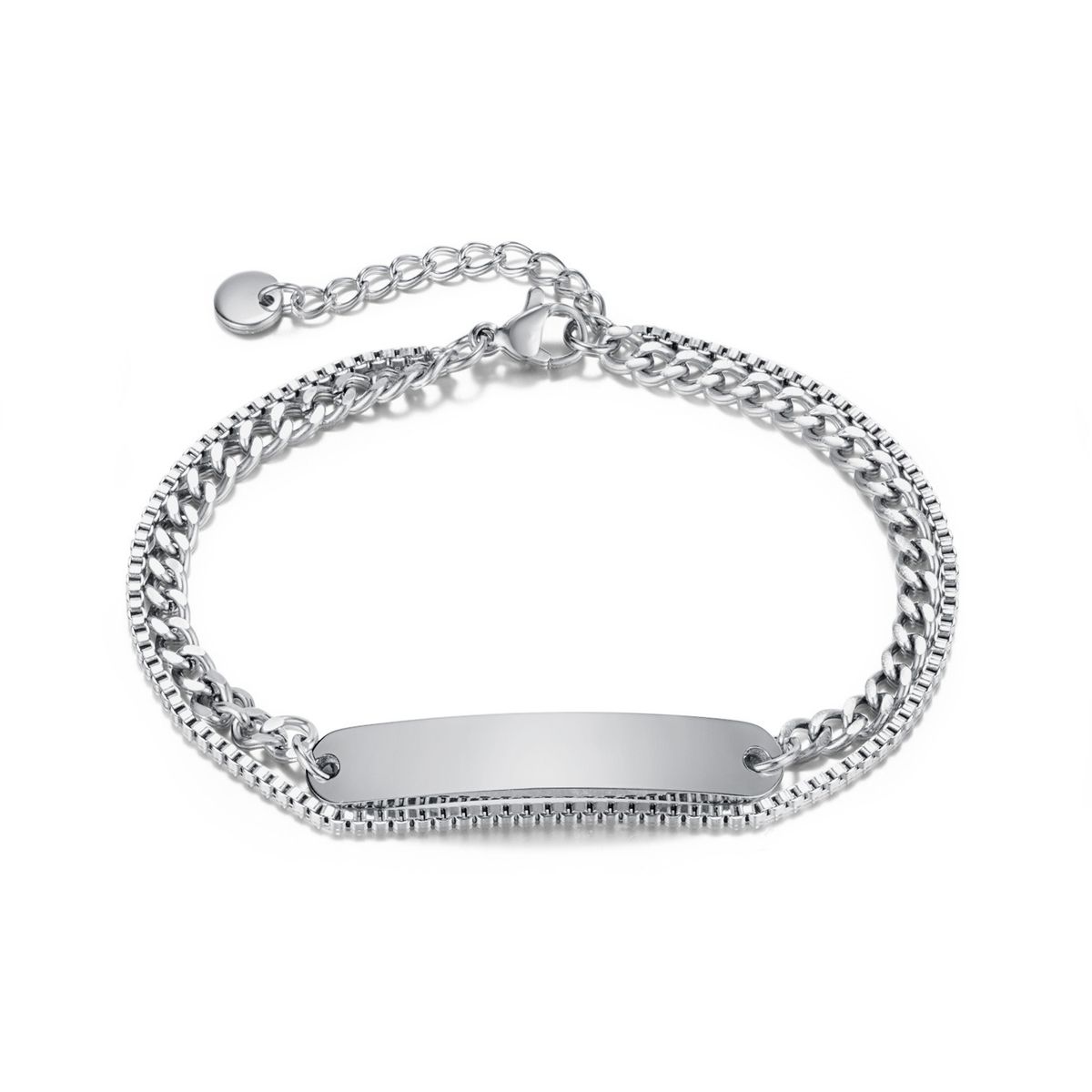 Women's Jewelry Fashion Titanium Steel Double Layer Stacking Summer Commuting All Match Stainless Steel Long Curved Brand Bracelet Female_ipsvogv.com
