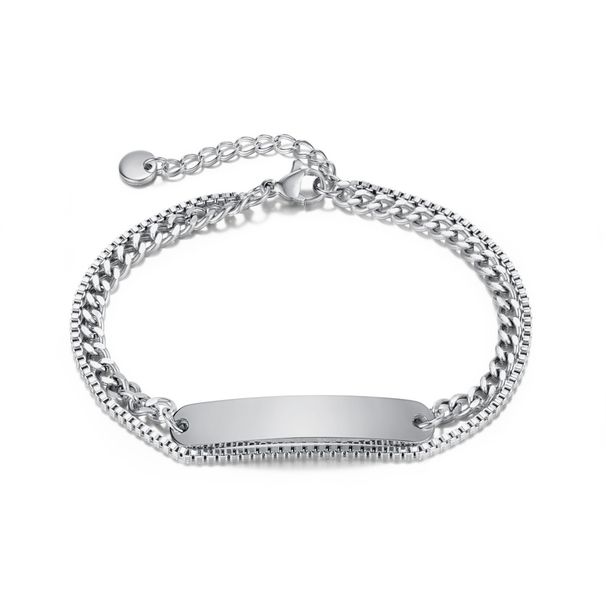 Women's Jewelry Fashion Titanium Steel Double Layer Stacking Summer Commuting All Match Stainless Steel Long Curved Brand Bracelet Female_ipsvogv.com