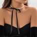 Black Ribbon Bowknot Pearl Necklace Light Luxury Niche Design Versatile Choker Clavicle Chain_ipsvogv.com